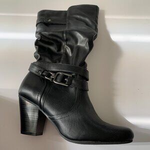 WHITE MOUNTAIN WOMENS Gratify Calf High Boots BLACK SIZE 8.5M
